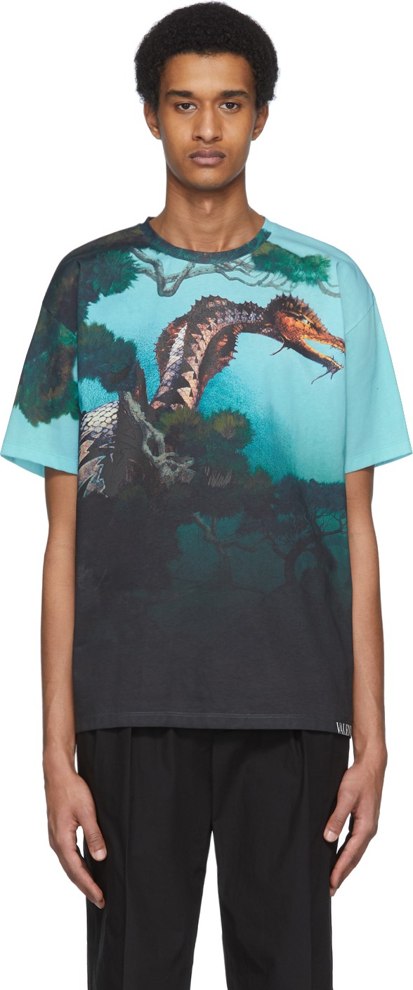 Valentino Multicolor Dragon Garden T-Shirt Valentino Multicolor Dragon Garden T-Shirt