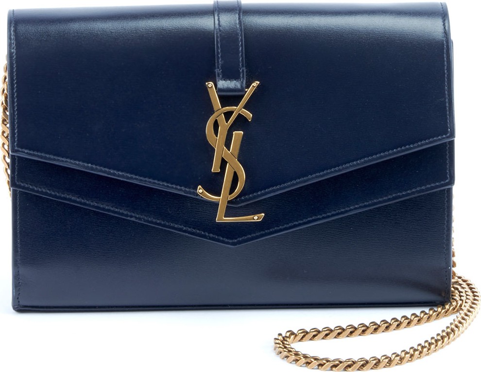 Saint Laurent Sulpice Monogram YSL V-Flap Wallet on Chain