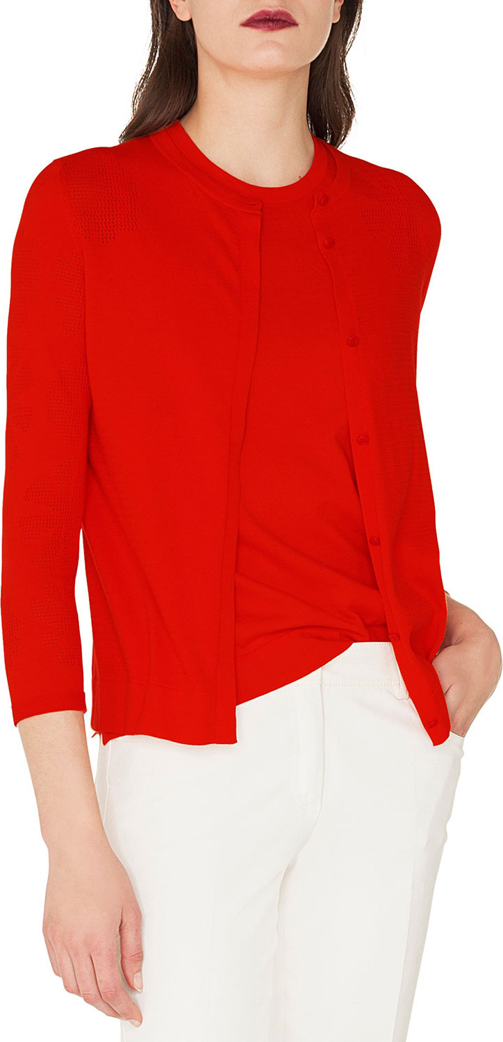 Akris Long-Sleeve Round-Neck Button-Down Floral-Jacquard Cardigan