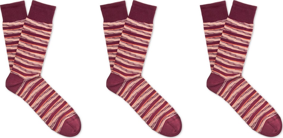 Missoni Three-Pack Striped Cotton-Blend Jacquard Socks