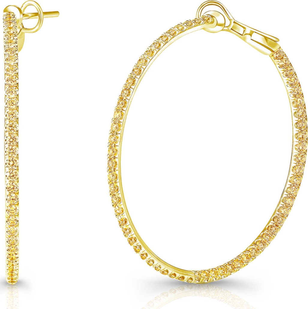 Rahaminov 18k Fancy Yellow Diamond In/Out Hoop Earrings
