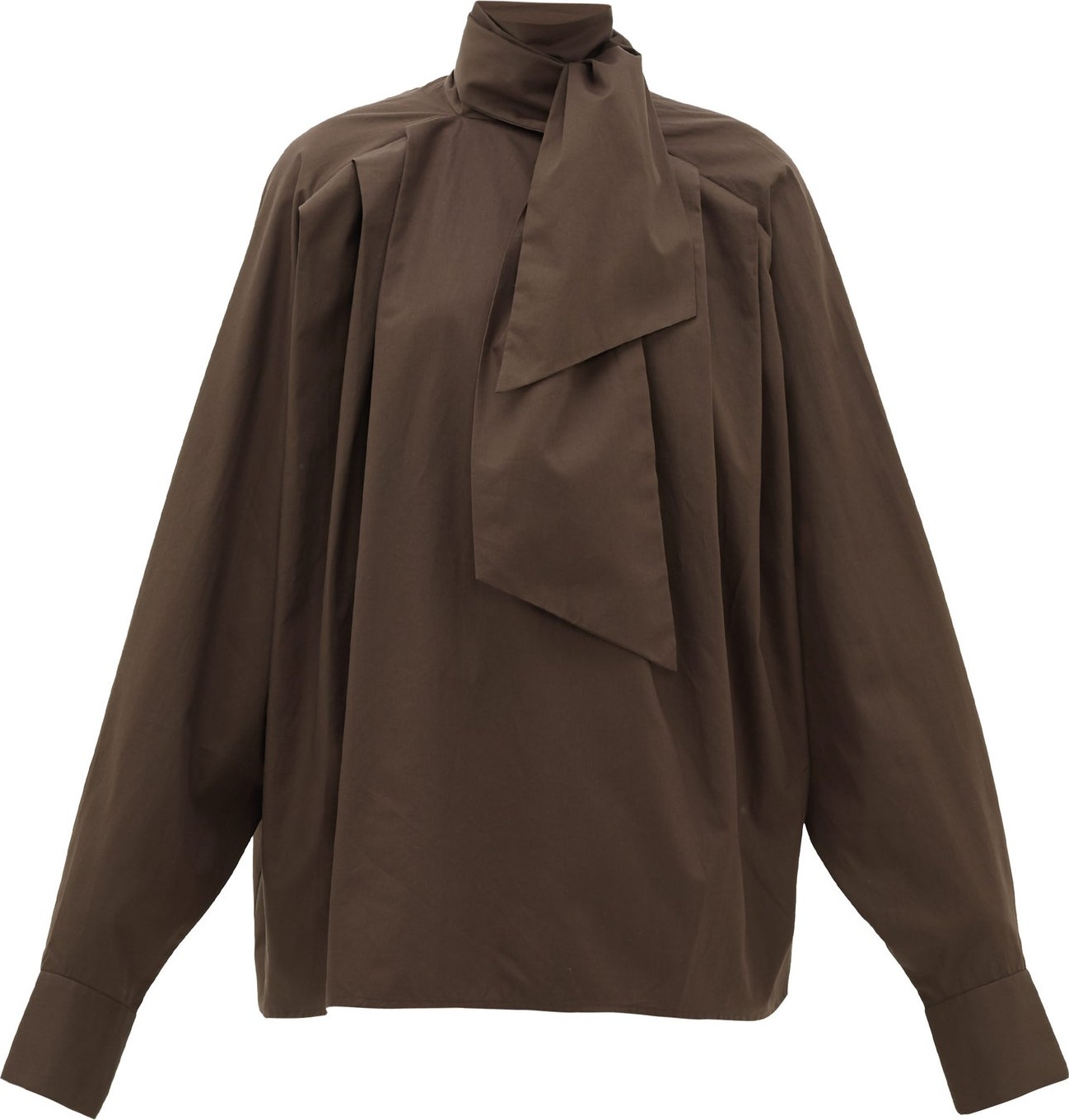 Matthew Adams Dolan Pleated high-neck cotton poplin blouse