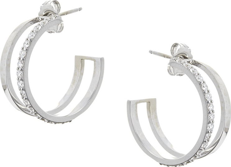 Lana Small Flawless Dare Hoop Earrings w/ Diamonds in 14k White Gold