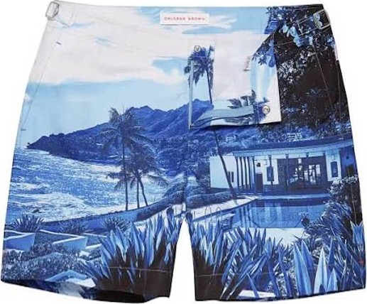 Orlebar Brown Bulldog blue view mid-length swim shorts