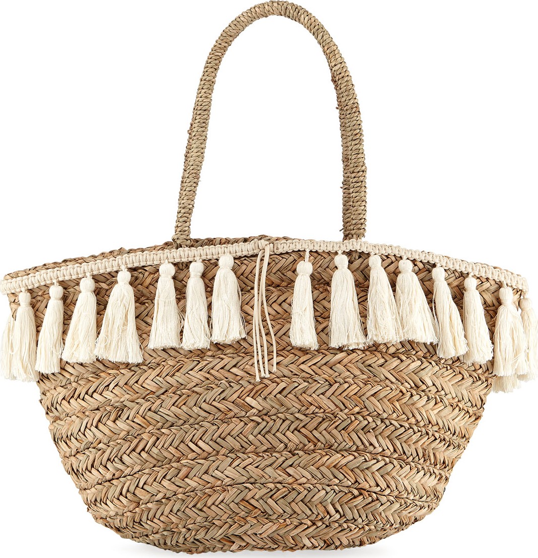 Flora Bella Wilmington Woven Beach Bucket Bag w/ Fringe