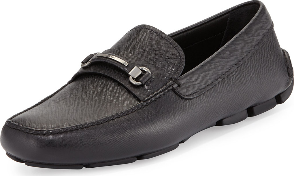 Prada Saffiano Leather Driver, Black