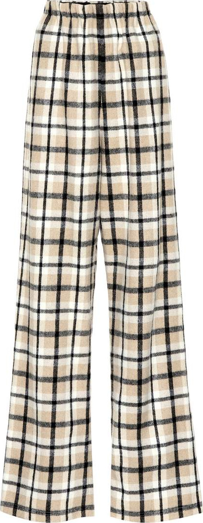 Balenciaga Checked wool-blend wide-leg pants