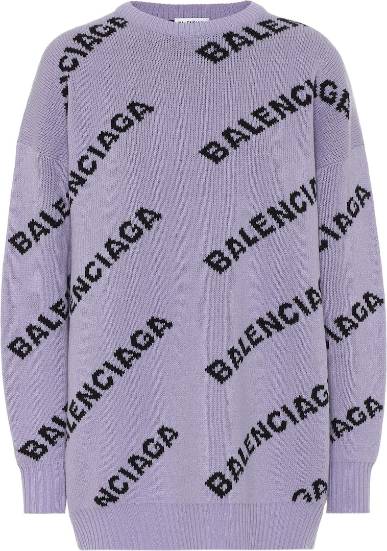Balenciaga Logo-jacquard wool-blend sweater