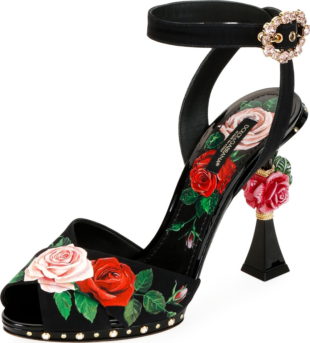 Dolce & Gabbana Rose-Print High Sandals Dolce & Gabbana Rose-Print High Sandals