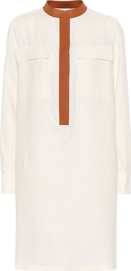 Loro Piana Leather-trimmed linen dress