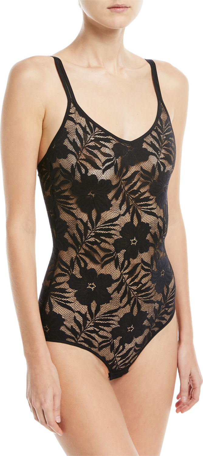 Hanro Floral Lace Illusion Bodysuit
