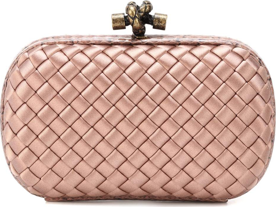 Bottega Veneta Knot satin and snakeskin clutch