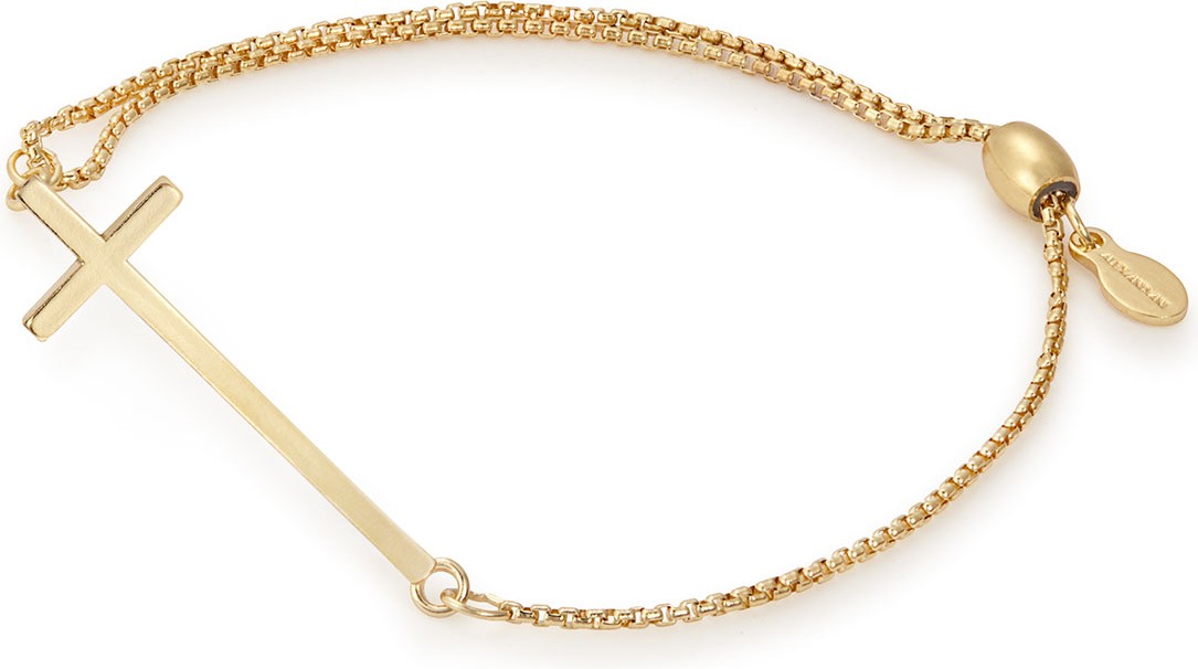 Alex and Ani Cross Pull-Chain Bracelet, Gold