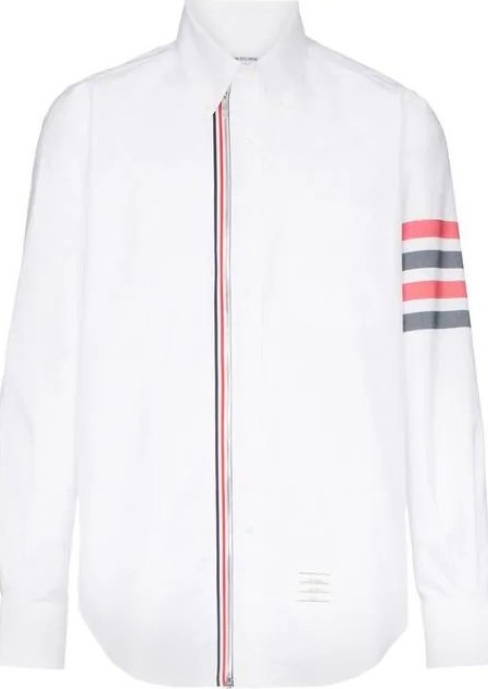 Thom Browne 4-bar zip front cotton shirt