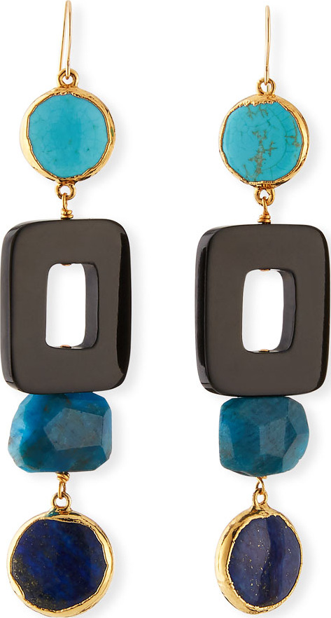 NEST Jewelry Blue Linear Multi-Drop Earrings