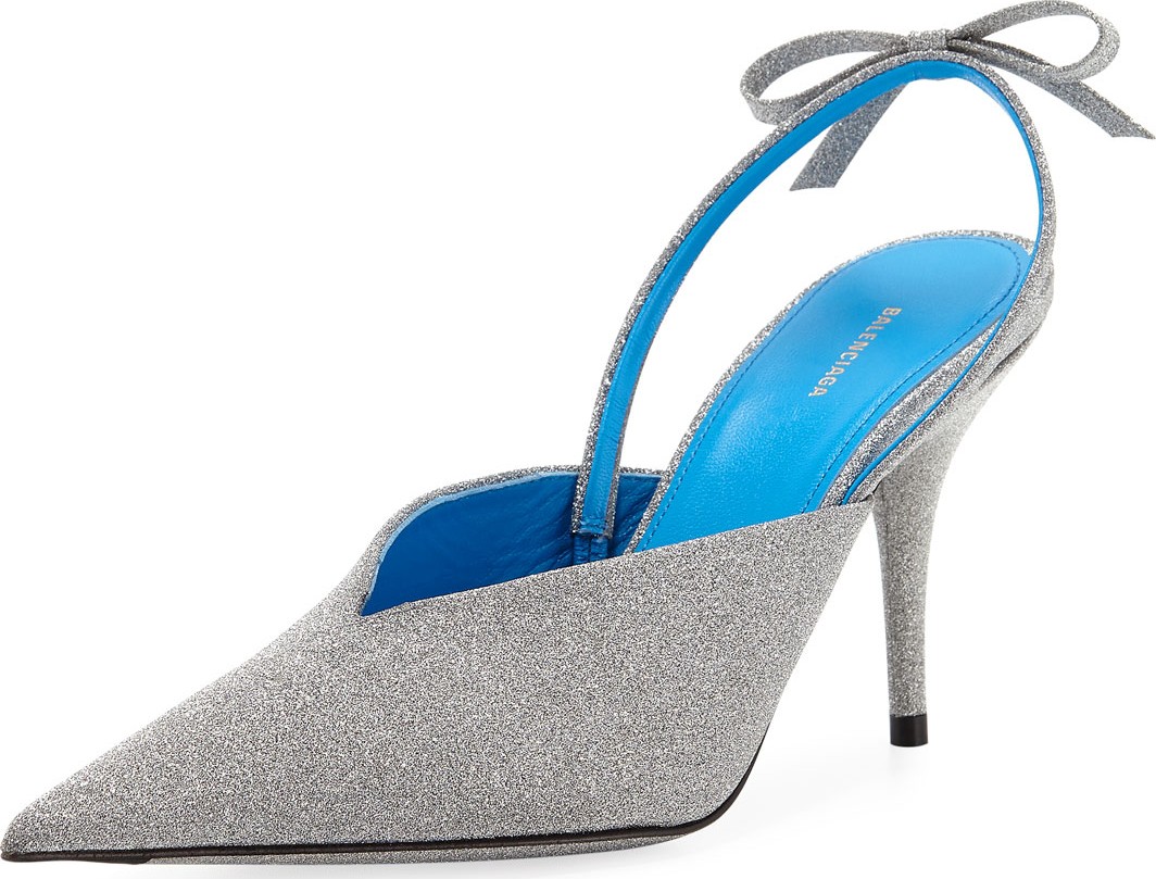 Balenciaga Glitter Pointed Slingback Pumps