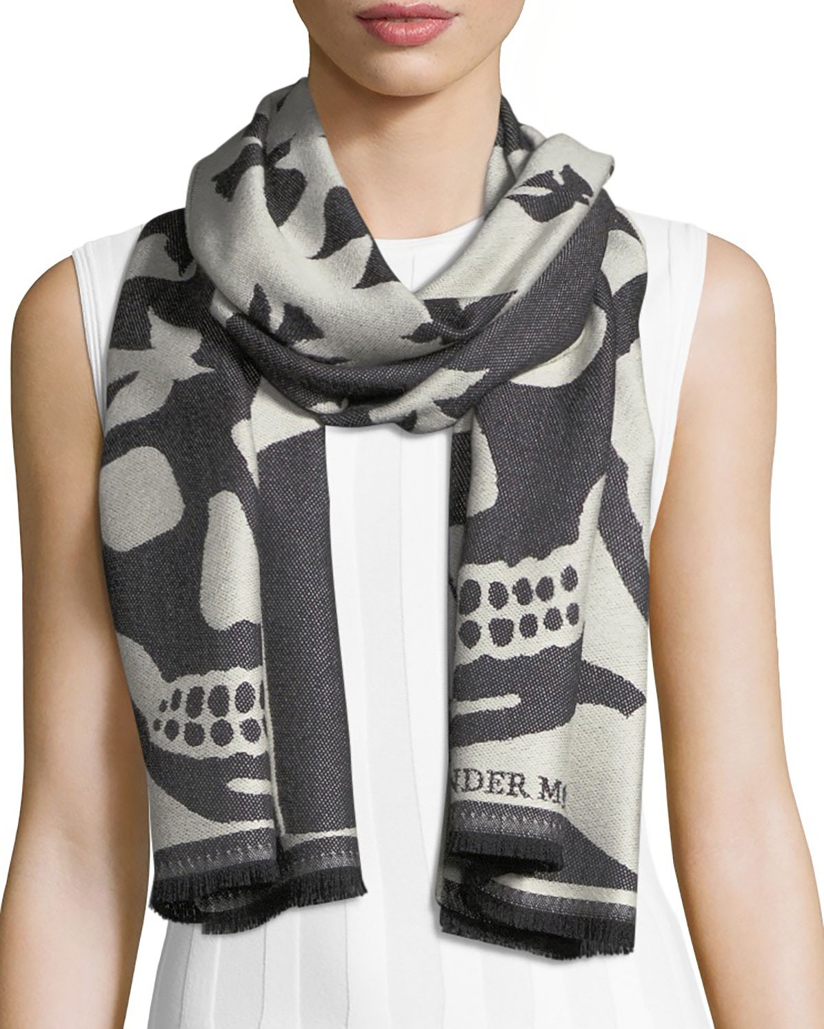 Alexander McQueen Oversized Wool Skull Scarf