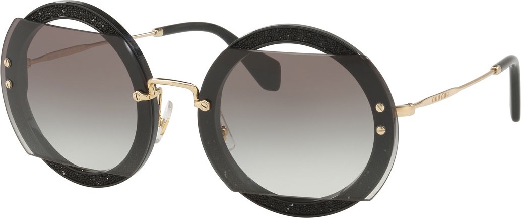 Miu Miu Round Cutout Glitter Sunglasses