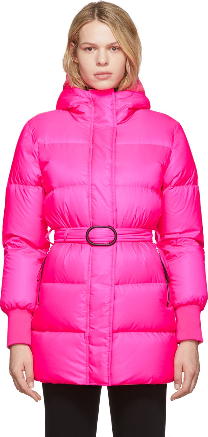 KENZO Pink Down Long Quilted Puffer Jacket