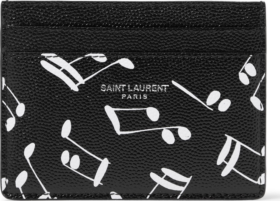 Saint Laurent Printed Pebble-Grain Leather Cardholder