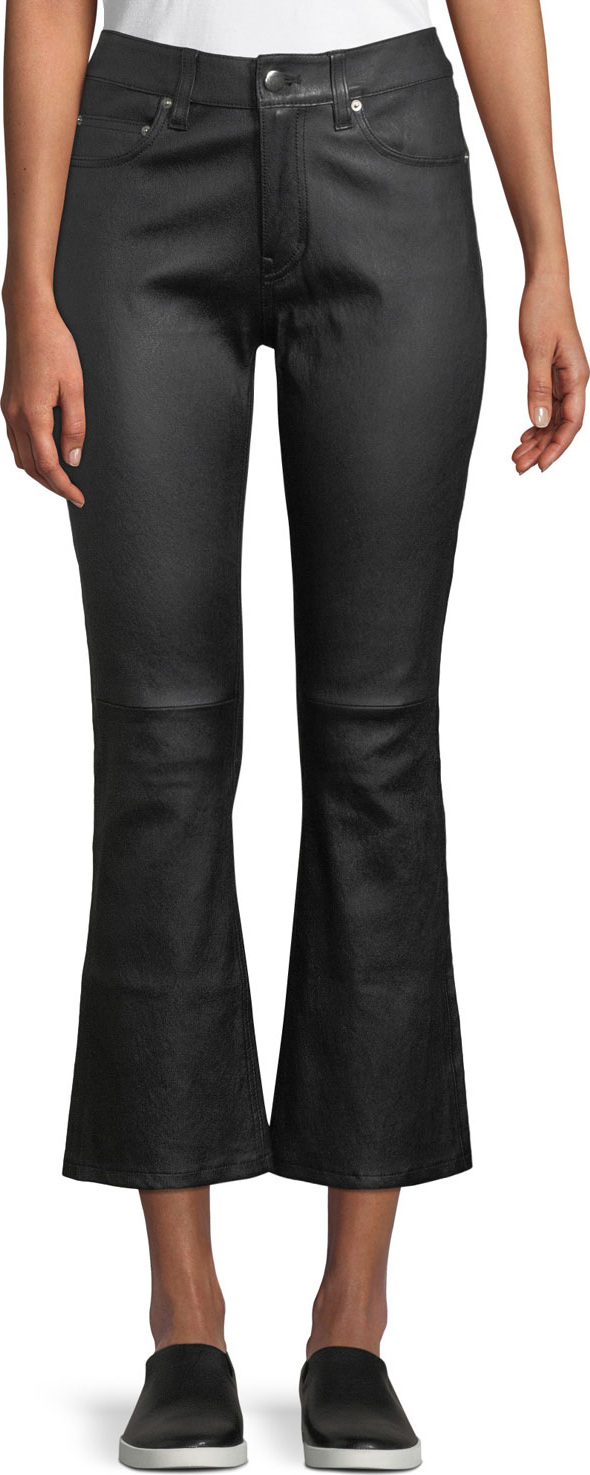 Derek Lam 10 Crosby Cropped Flare-Leg Leather Pants