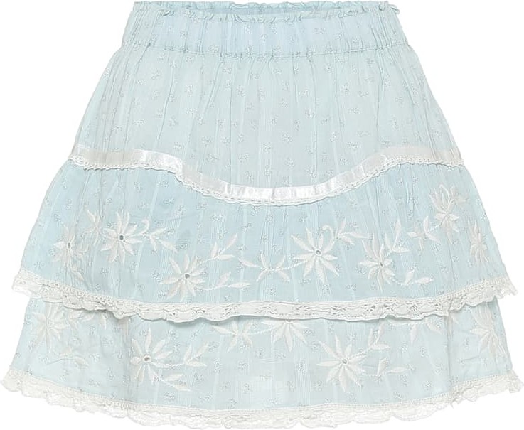 LOVESHACKFANCY Tully lace-trimmed cotton miniskirt