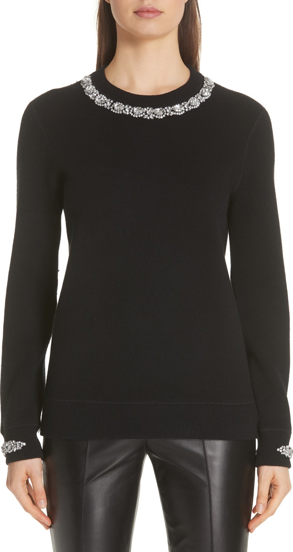 Michael Kors Embellished Cashmere & Cotton Blend Sweater