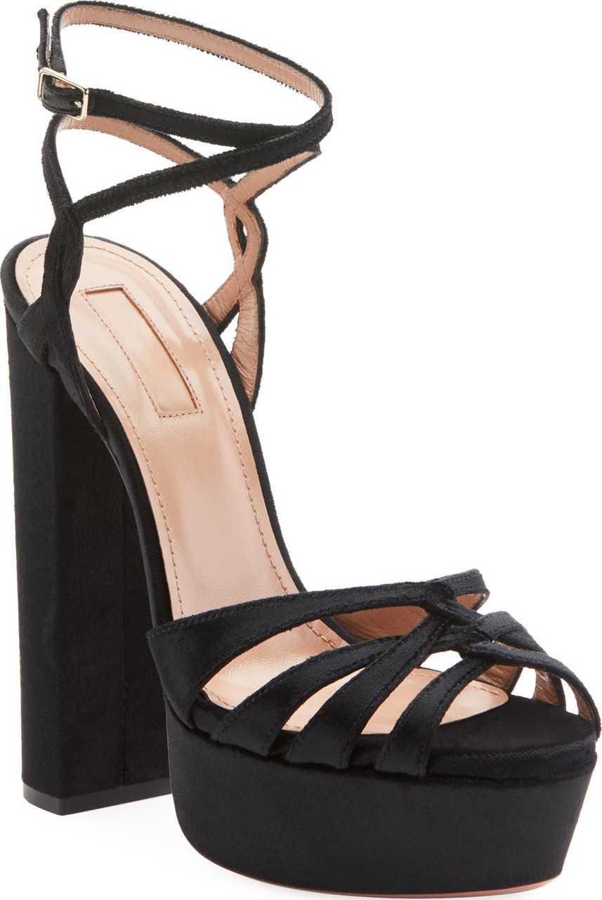 Aquazzura Veranda Platform Velvet Sandals