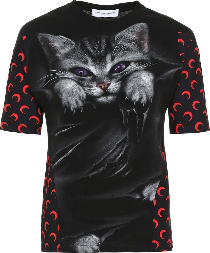 Marine Serre Printed cotton and jersey T-shirt