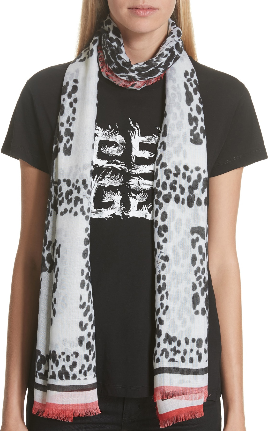 Givenchy 4G Leopard Cashmere & Silk Scarf