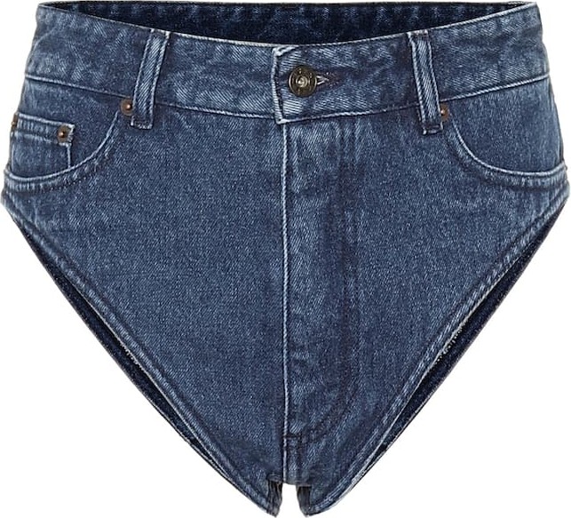Y/Project Cotton-denim high-rise shorts
