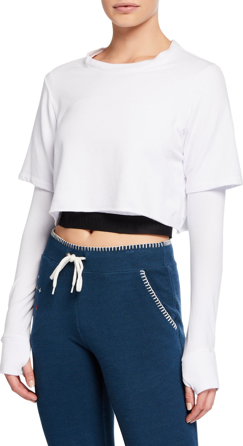 MONROW Double Layer Cropped Active Top