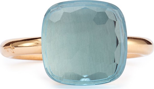 Pomellato Nudo Rose Gold & Blue Topaz Grande Ring, Size 54