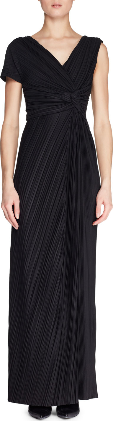 THE ROW Allure One-Sleeve Pleated Long A-Line Dress