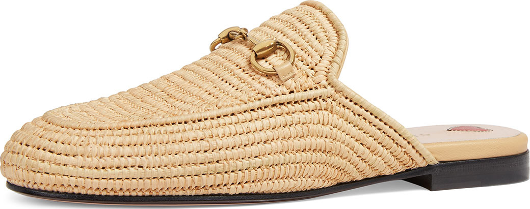 Gucci Princetown Raffia Slide Mule