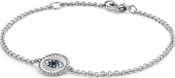 David Yurman 18k Cable Collectibles Evil Eye Bracelet, White Gold