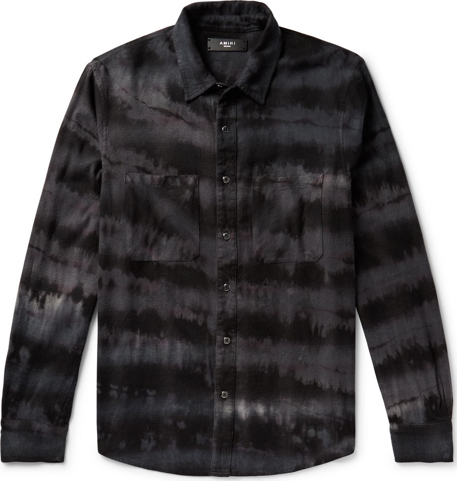 Amiri Tie-Dyed Cotton-Blend Flannel Shirt