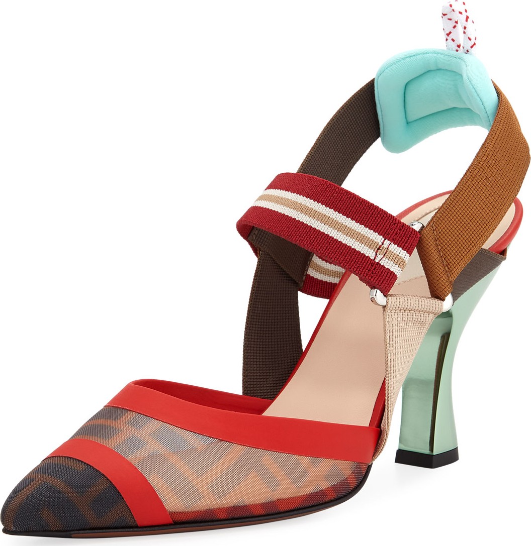 Fendi Colibri Slingback Mesh Pumps
