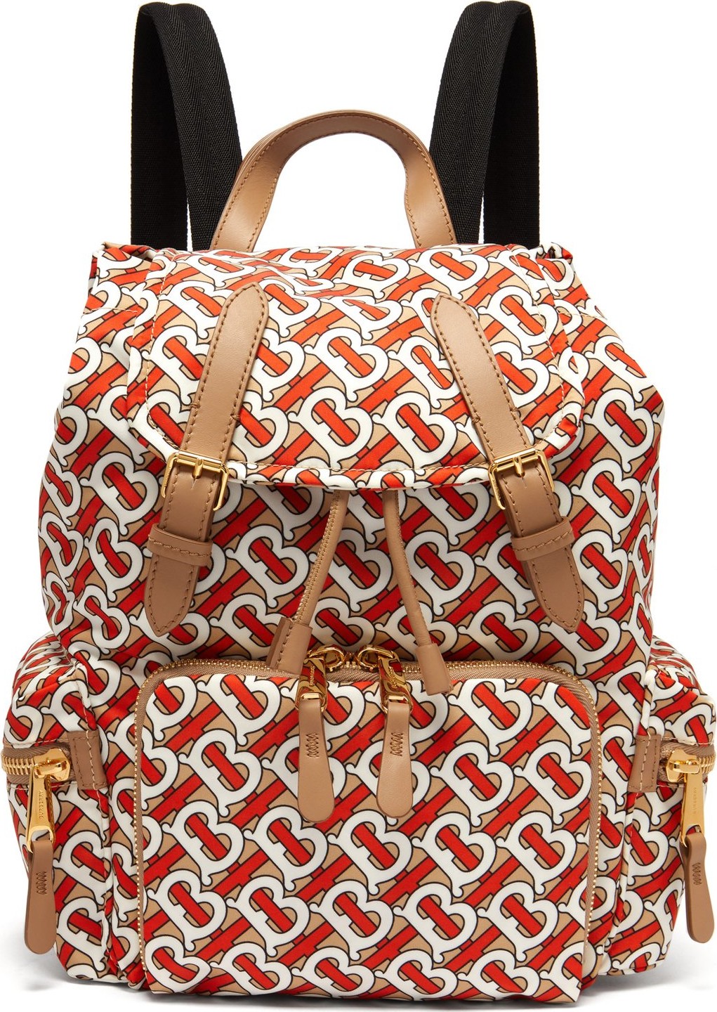 Burberry London England TB-print leather-trimmed backpack