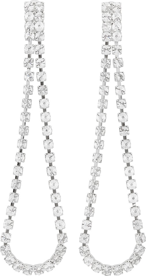 WANDERING Silver Crystal Long Pendant Earrings