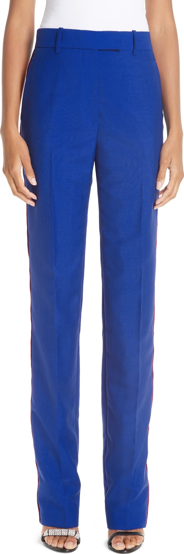 Calvin Klein 205W39NYC Side Stripe Mohair & Wool Straight Leg Pants