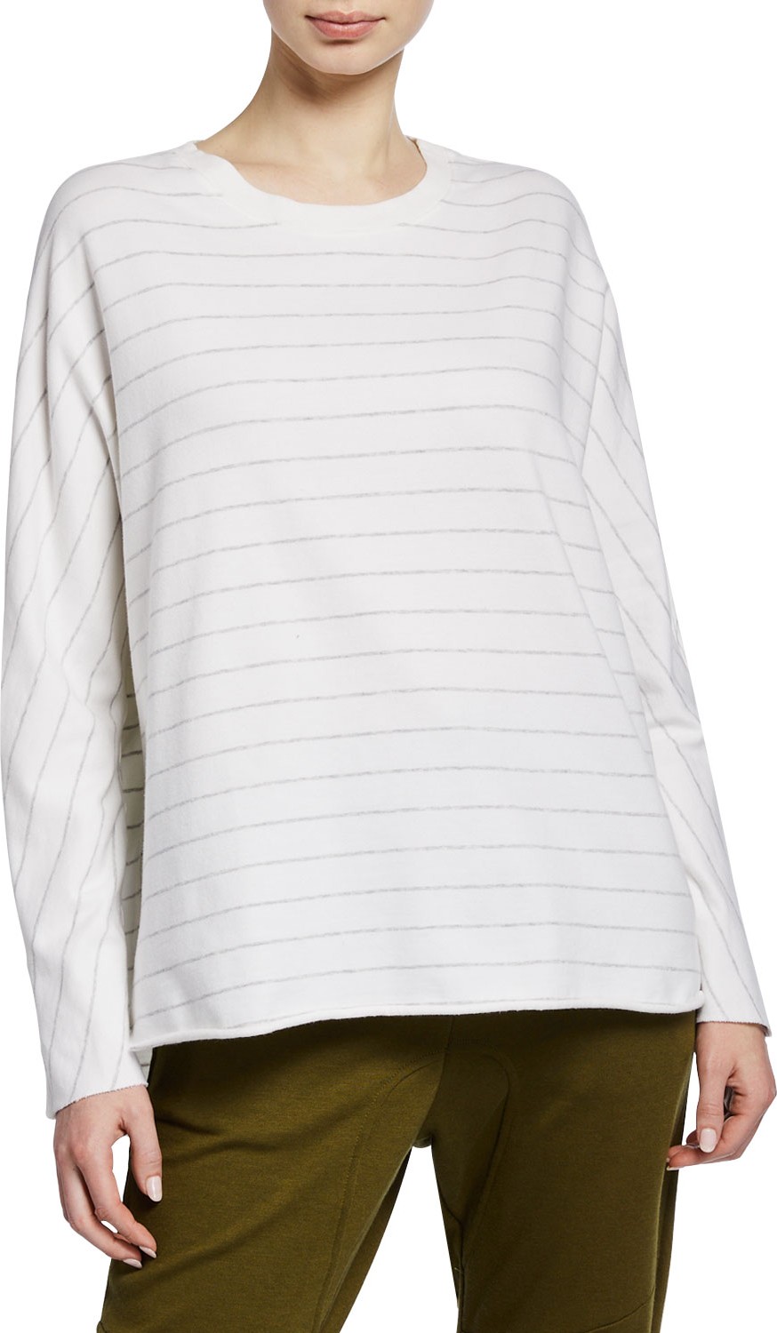 FOREO Striped Continuous-Sleeve Oversized Sweatshirt
