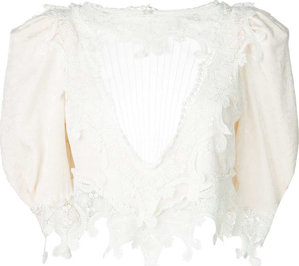 Saint Laurent lace front yoke blouse