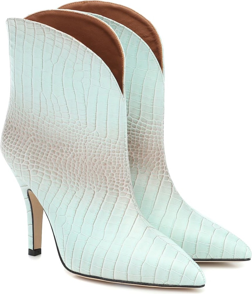 Paris Texas Croc-effect leather ankle boots