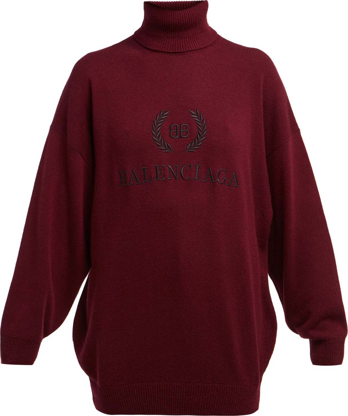 Balenciaga Logo-embroidered roll-neck wool-blend sweater
