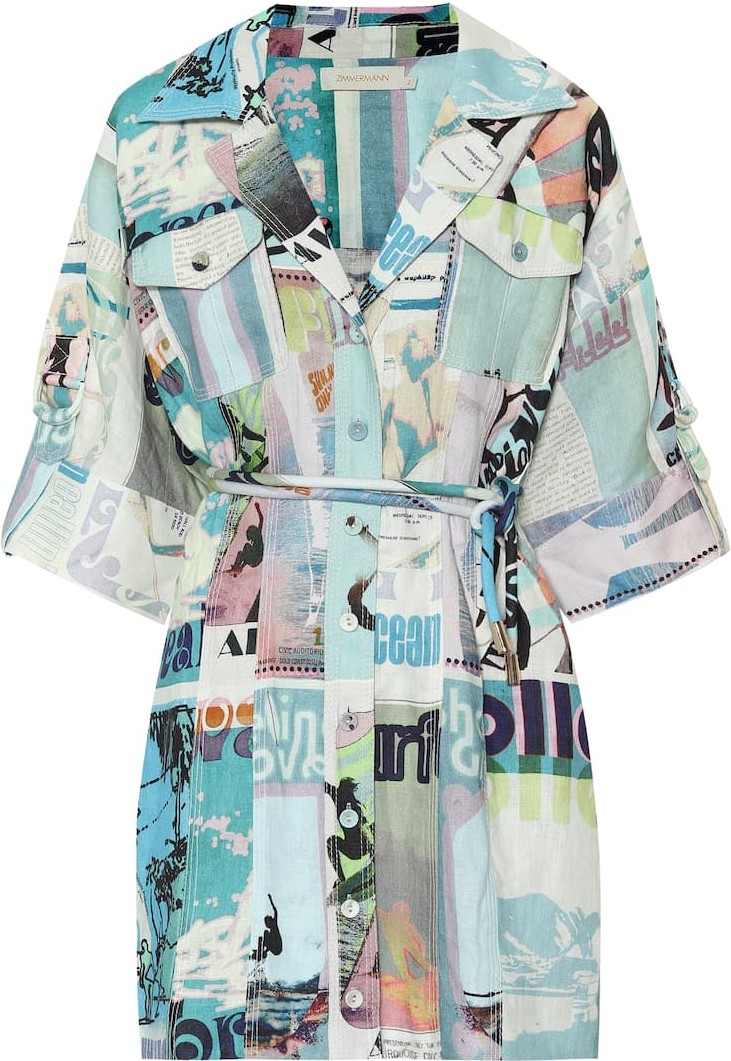 Zimmermann Glassy printed linen minidress