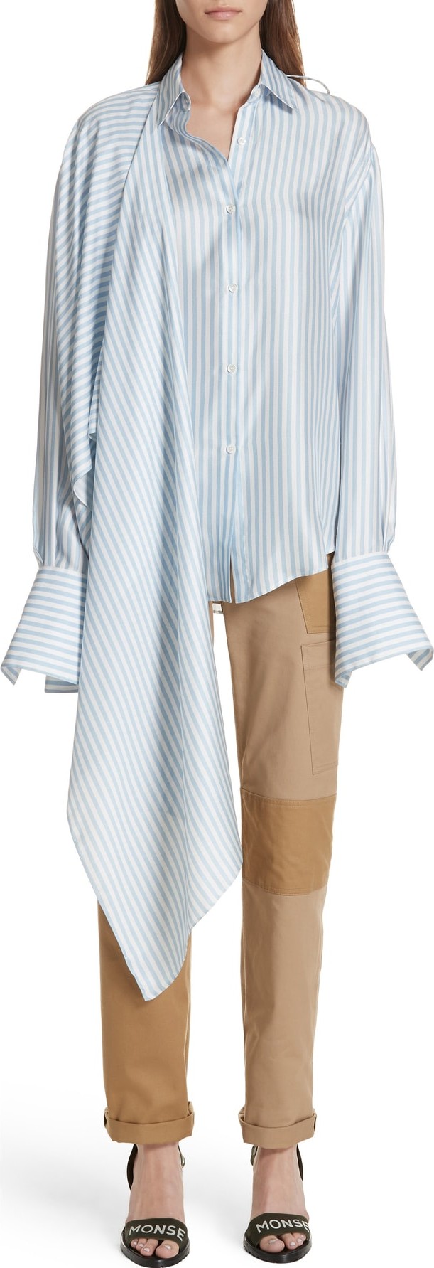 Monse Scarf Detail Stripe Silk Blouse