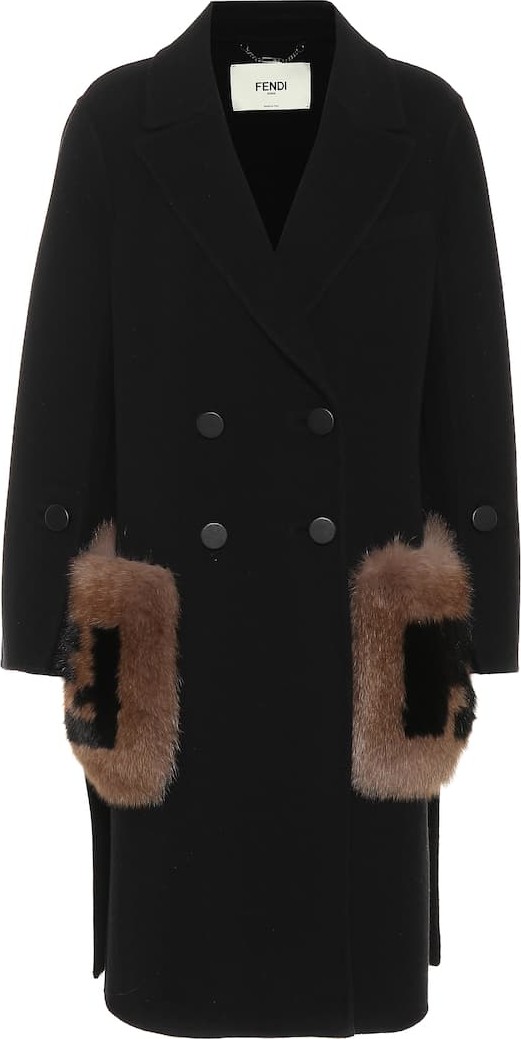 Fendi Fur-trimmed wool coat