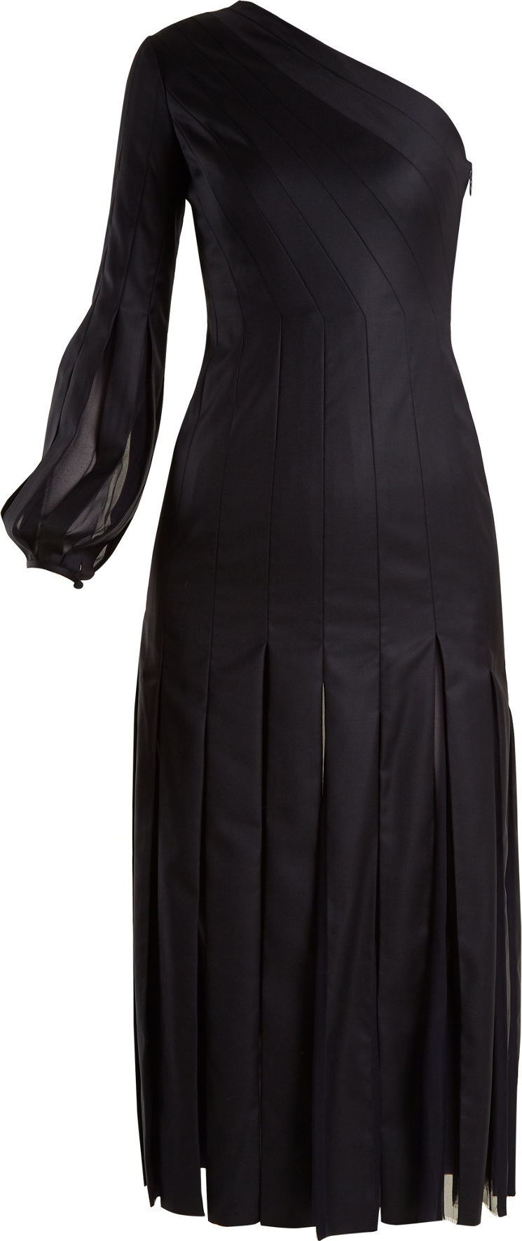 Gabriela Hearst Ruth pleated one-shoulder wool dress