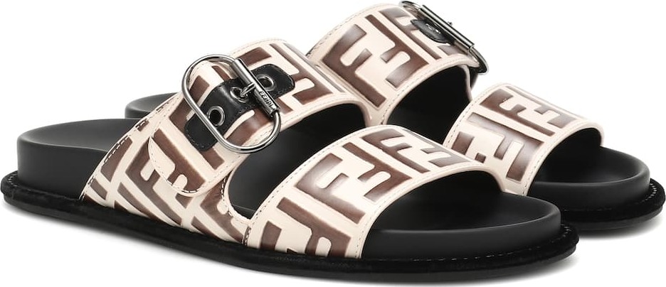 Fendi Logo leather sandals